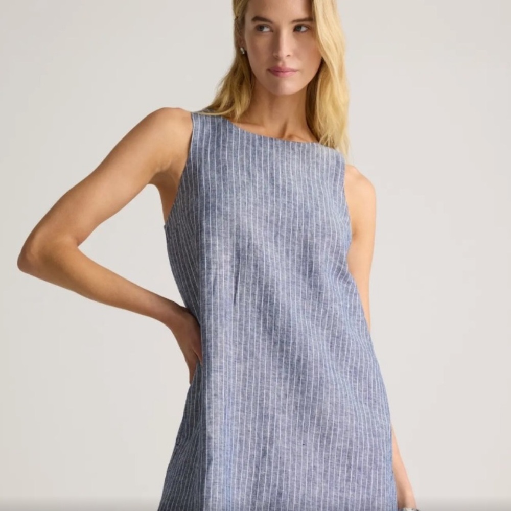 Quince 100% European Linen Tank Mini Dress Chambray Size XS - Picture 2 of 7